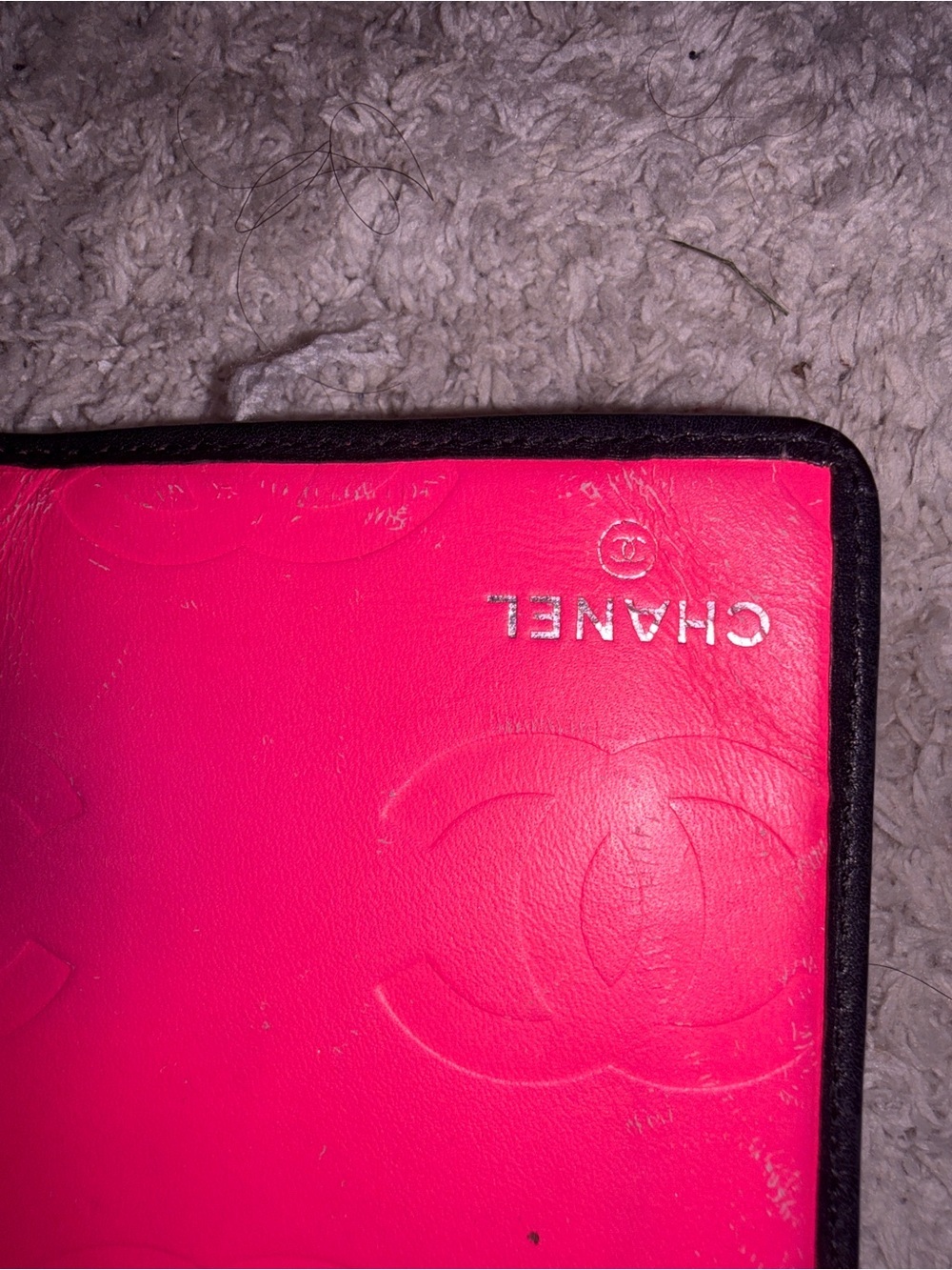 CHANEL Black Quilted Leather Long Wallet with White CC Logo & Pink Interior - Picture 5 of 11